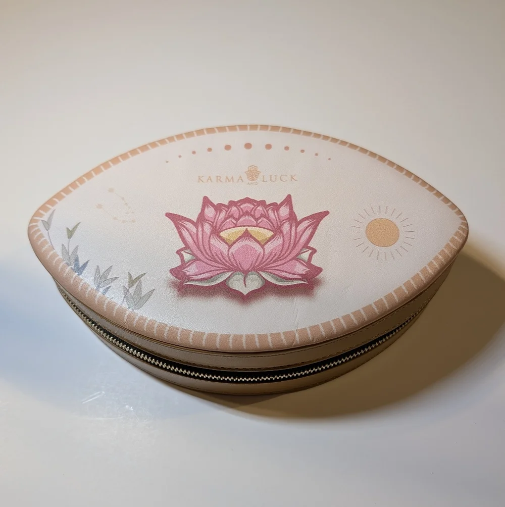 Karma And Luck Pink Lotus Travel Jewelry Case